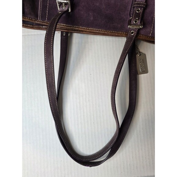 Vtg Coach Hampton Suede Book Tote Shoulder Bag Purse Plum Purple Silver F10411 - Picture 12 of 12